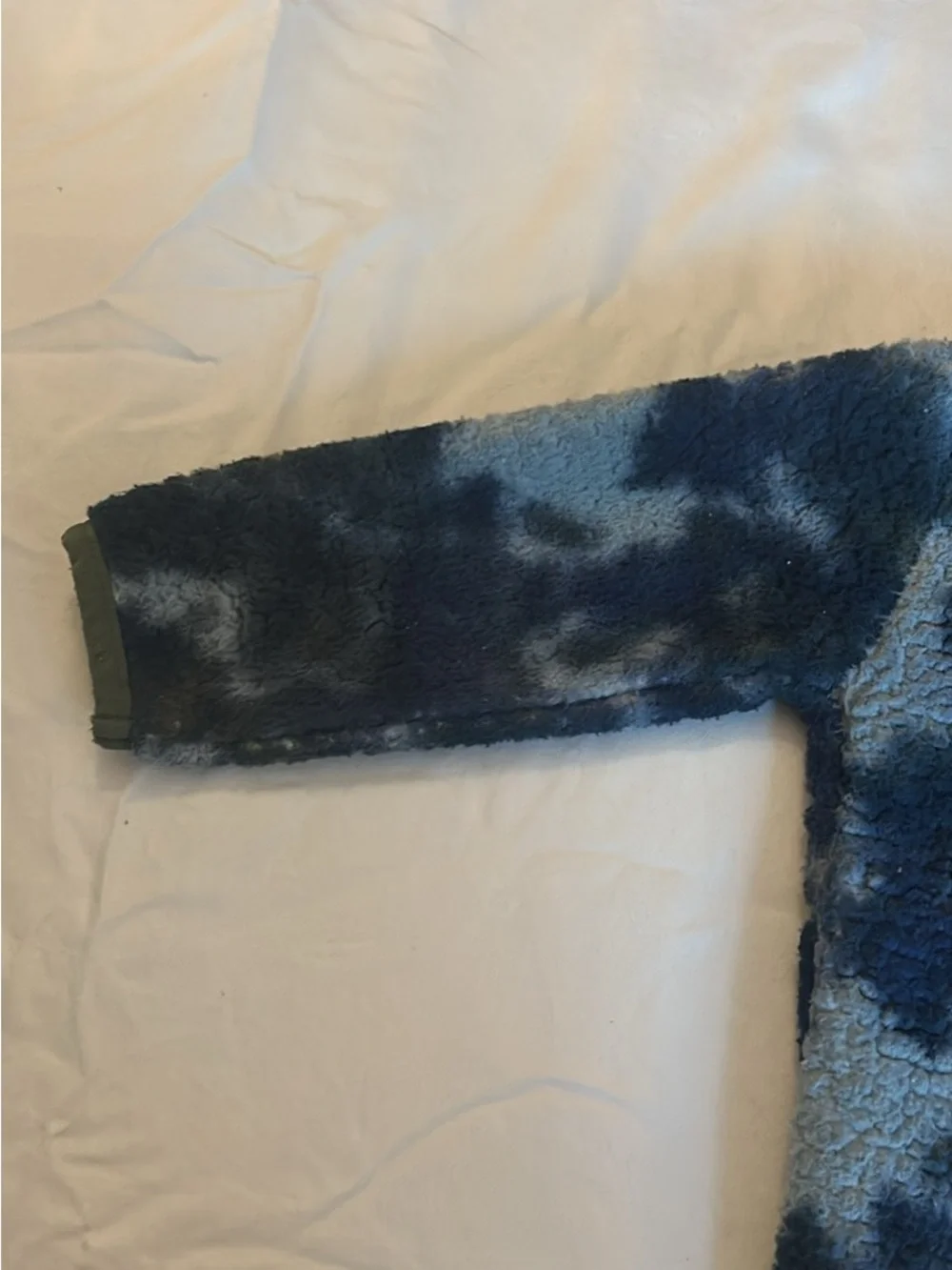 OshKosh B'gosh Navy and Light Blue Tie-Dye Sherpa Jacket with Olive Pocket